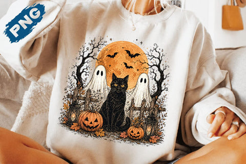 Pumpkin Cat Fall Retro Halloween PNG, Halloween Witch Thanksgiving, Spooky Season Vintage trendy shirt designs, Chick or Treat SVG DesignDestine 