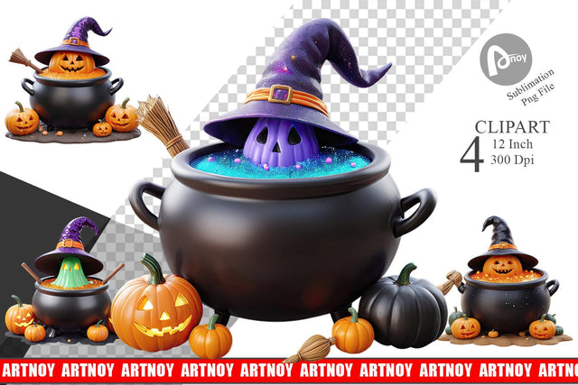 Pumpkin Cauldron Clipart Sublimation artnoy 
