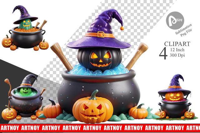 Pumpkin Cauldron Clipart Sublimation artnoy 