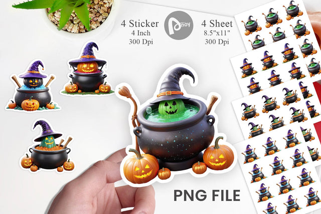 Pumpkin Cauldron Sticker Sublimation artnoy 