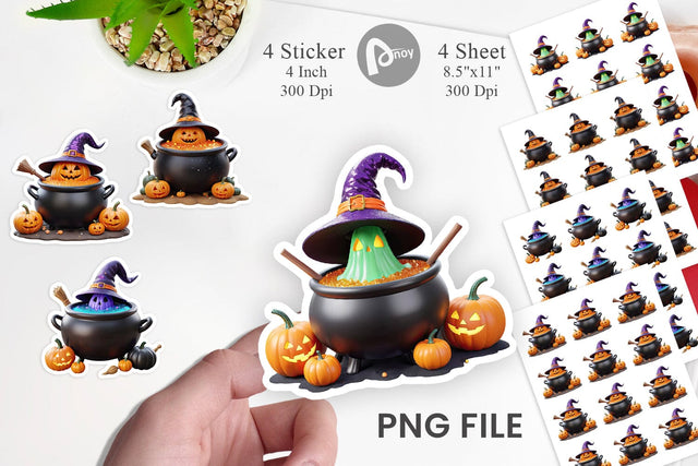 Pumpkin Cauldron Sticker Sublimation artnoy 
