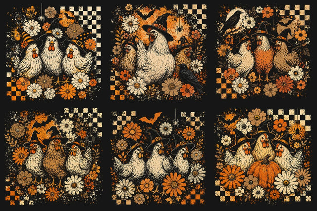 Pumpkin Chicken Fall Retro Halloween PNG, Halloween Witch Thanksgiving Turkey, Spooky Season Vintage trendy shirt designs, Chick or Treat SVG DesignDestine 