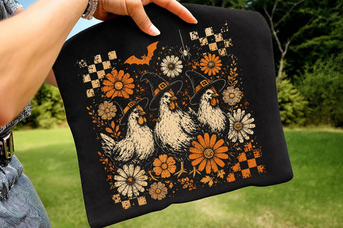 Pumpkin Chicken Fall Retro Halloween PNG, Halloween Witch Thanksgiving Turkey, Spooky Season Vintage trendy shirt designs, Chick or Treat SVG DesignDestine 