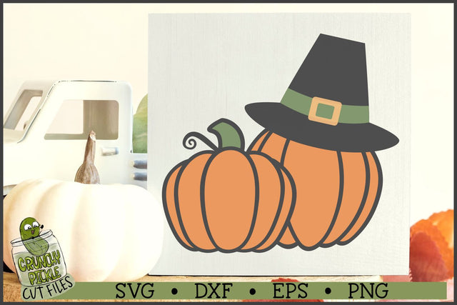 Pumpkin Couple with Pilgrim Hat SVG SVG Crunchy Pickle 