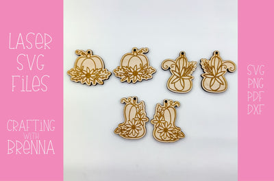 Pumpkin Dangle Earring Bundle Laser SVG File SVG Crafting With Brenna 