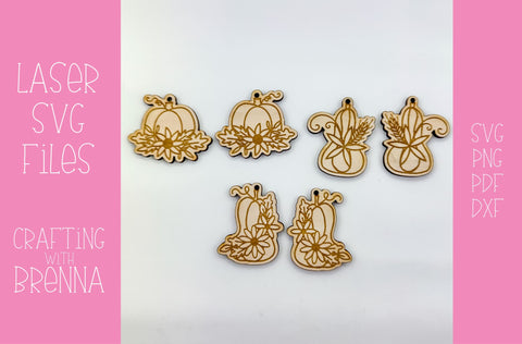 Pumpkin Dangle Earring Bundle Laser SVG File SVG Crafting With Brenna 
