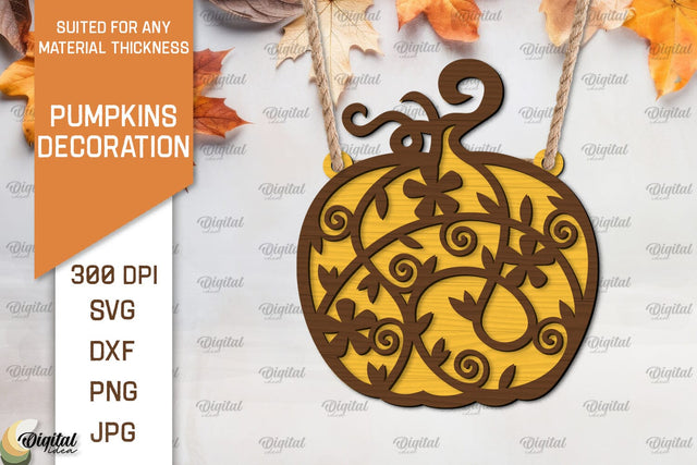 Pumpkin Decoration Laser Cut. Floral Pumpkin SVG Design SVG Evgenyia Guschina 
