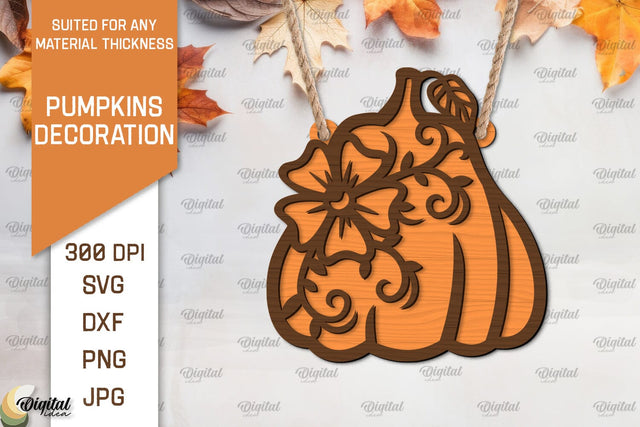 Pumpkin Decoration Laser Cut. Floral Pumpkin SVG Design SVG Evgenyia Guschina 