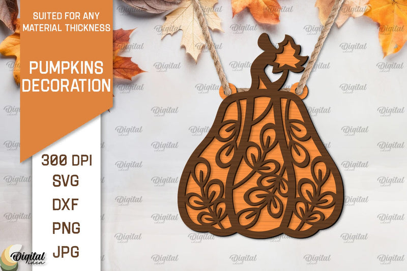 Pumpkin Decoration Laser Cut. Floral Pumpkin SVG Design SVG Evgenyia Guschina 
