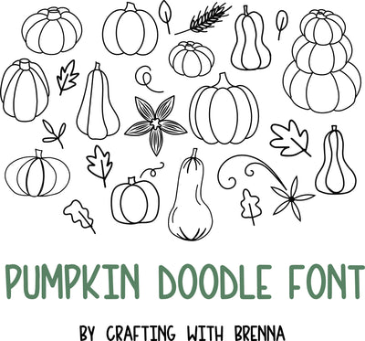 Pumpkin Doodle Dingbat OTF, Fonts for Crafting, Handwritten Font Font Crafting With Brenna 