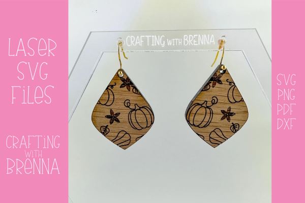 Pumpkin Drop Earrings Laser SVG File SVG Crafting With Brenna 