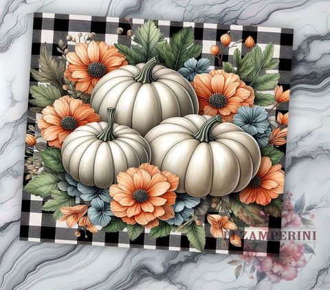Pumpkin Fall 20 oz Skinny Tumbler Sublimation Design, Straight & Tapered Tumbler Png, Fall Floral Tumbler Png, Digital Download PNG Sublimation Li Zamperini 
