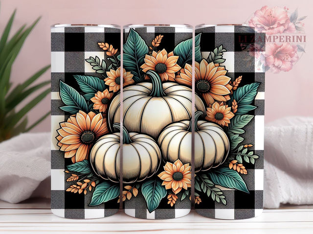 Pumpkin Fall 20 oz Skinny Tumbler Sublimation Design, Straight & Tapered Tumbler Png, Fall Floral Tumbler Png, Digital Download PNG Sublimation Li Zamperini 