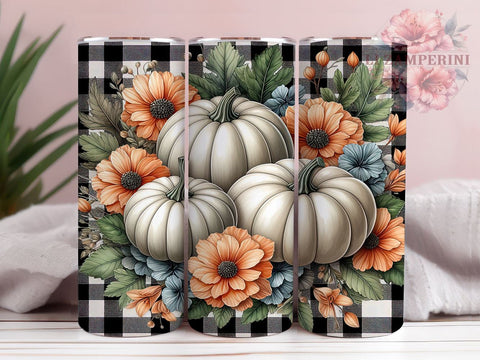 Pumpkin Fall 20 oz Skinny Tumbler Sublimation Design, Straight & Tapered Tumbler Png, Fall Floral Tumbler Png, Digital Download PNG Sublimation Li Zamperini 
