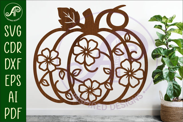 Pumpkin fall floral vine wall sign svg laser cut file SVG APInspireddesigns 