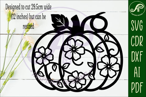 Pumpkin fall floral vine wall sign svg laser cut file SVG APInspireddesigns 
