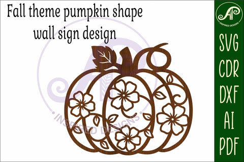 Pumpkin fall floral vine wall sign svg laser cut file SVG APInspireddesigns 
