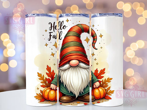 Pumpkin Fall Gnome Tumbler Wrap, Fall Gnome Tumbler, Pumpkin Design, 20oz Wrap, Sublimation Design, Autumn Drinkware, Hello Fall Cup, Harvest Decor Sublimation SvggirlplusArt 