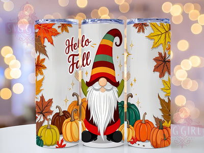 Pumpkin Fall Gnome Tumbler Wrap, Fall Gnome Tumbler, Pumpkin Design, 20oz Wrap, Sublimation Design, Autumn Drinkware, Hello Fall Cup, Harvest Decor Sublimation SvggirlplusArt 