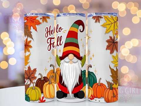 Pumpkin Fall Gnome Tumbler Wrap, Fall Gnome Tumbler, Pumpkin Design, 20oz Wrap, Sublimation Design, Autumn Drinkware, Hello Fall Cup, Harvest Decor Sublimation SvggirlplusArt 