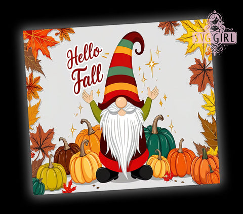Pumpkin Fall Gnome Tumbler Wrap, Fall Gnome Tumbler, Pumpkin Design, 20oz Wrap, Sublimation Design, Autumn Drinkware, Hello Fall Cup, Harvest Decor Sublimation SvggirlplusArt 