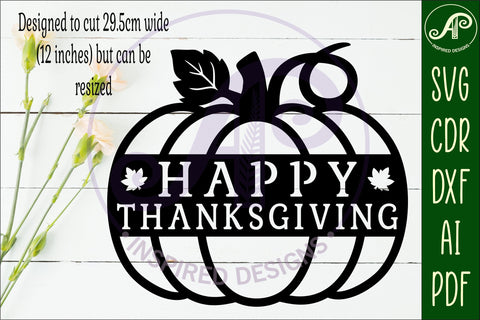Pumpkin fall Happy Thanksgiving wall sign svg laser cut file SVG APInspireddesigns 