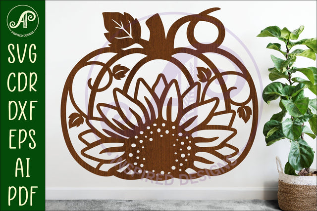 Pumpkin fall sunflower wall sign svg laser cut file SVG APInspireddesigns 