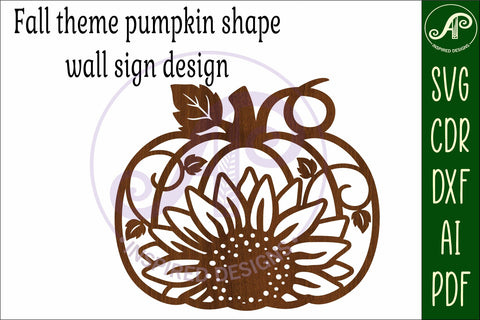 Pumpkin fall sunflower wall sign svg laser cut file SVG APInspireddesigns 