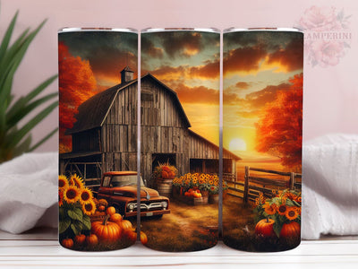 Pumpkin Fall Truck Halloween 20oz Tumbler Wrap PNG, Farmhouse Tumbler Png, Straight & Tapered Tumbler Wrap, Instant Digital Download Sublimation Li Zamperini 