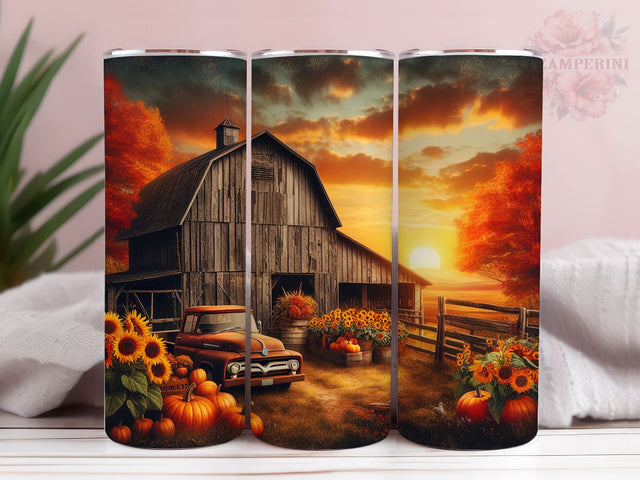 Pumpkin Fall Truck Halloween 20oz Tumbler Wrap PNG, Farmhouse Tumbler Png, Straight & Tapered Tumbler Wrap, Instant Digital Download Sublimation Li Zamperini 