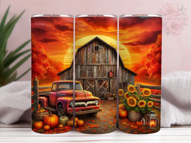 Pumpkin Fall Truck Halloween 20oz Tumbler Wrap PNG, Farmhouse Tumbler Png, Straight & Tapered Tumbler Wrap, Instant Digital Download Sublimation Li Zamperini 