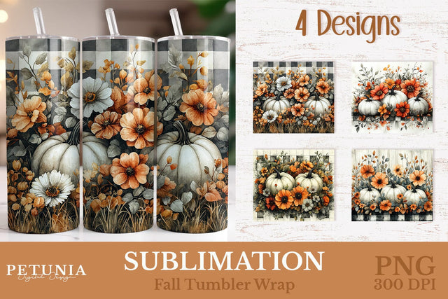 Pumpkin Fall Tumbler Wrap | Sublimation 20oz Tumbler Designs Sublimation Petunia Digital Design 