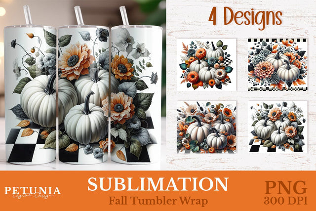 Pumpkin Fall Tumbler Wrap | Sublimation 20oz Tumbler Designs Sublimation Petunia Digital Design 