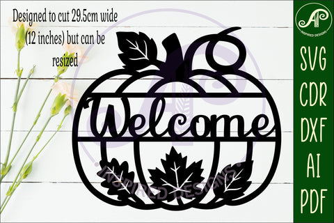 Pumpkin fall welcome wall sign svg laser cut file SVG APInspireddesigns 