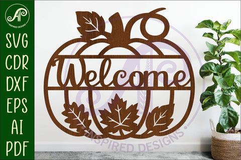 Pumpkin fall welcome wall sign svg laser cut file SVG APInspireddesigns 