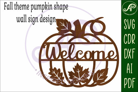 Pumpkin fall welcome wall sign svg laser cut file SVG APInspireddesigns 