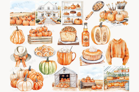 Pumpkin Farm Clipart Set | Autumn Farm PNG Pumpkin Patch SVG GlamArtZhanna 