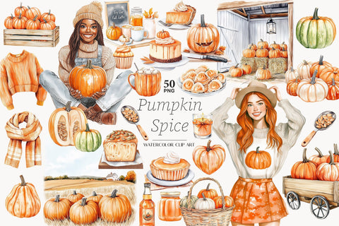 Pumpkin Farm Clipart Set | Autumn Farm PNG Pumpkin Patch SVG GlamArtZhanna 