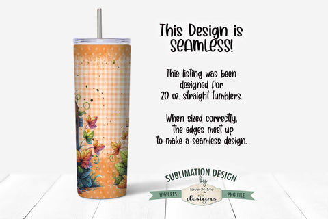 Pumpkin Fence 20oz Seamless Sublimation Tumbler Wrap - Add Your Own Name Sublimation Ewe-N-Me Designs 