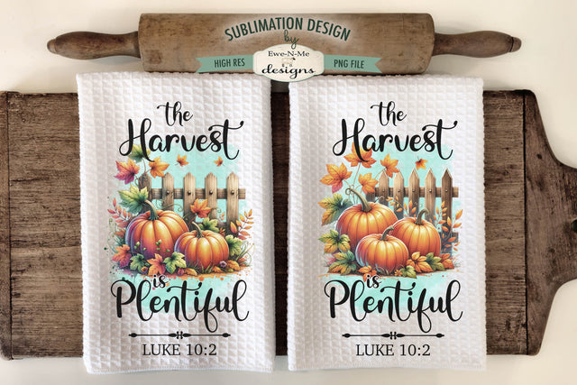 Pumpkin Fence Harvest Plentiful Luke 10-2 | Towel Sublimation Sublimation Ewe-N-Me Designs 