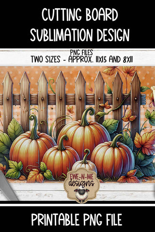 Pumpkin Fence Rectangle Cutting Board Design for Sublimation Sublimation Ewe-N-Me Designs 