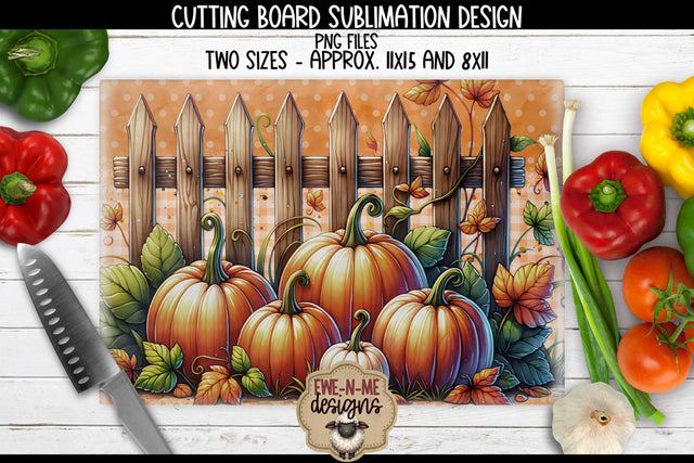 Pumpkin Fence Rectangle Cutting Board Design for Sublimation Sublimation Ewe-N-Me Designs 