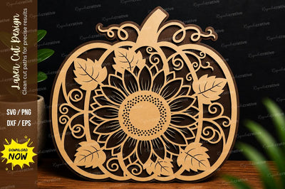 Pumpkin Floral Laser Cut Wall Art Decorative File SVG Regulrcrative 