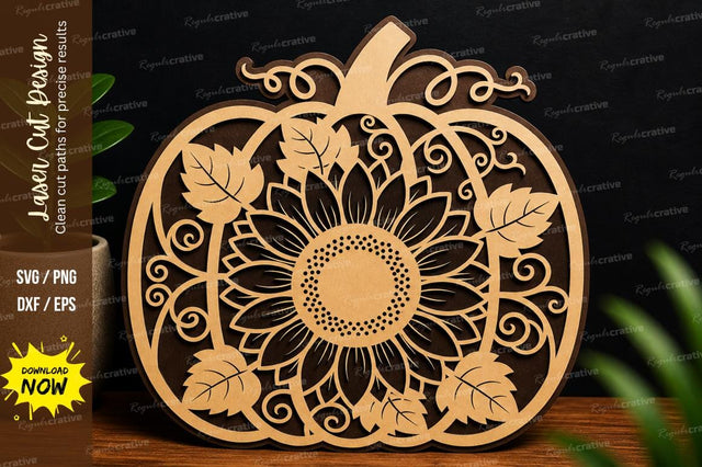 Pumpkin Floral Laser Cut Wall Art Decorative File SVG Regulrcrative 