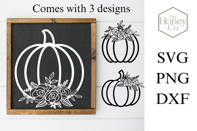 Pumpkin Flower Bundle PNG SVG DXF Floral Halloween Cut Files SVG The Honey Company 