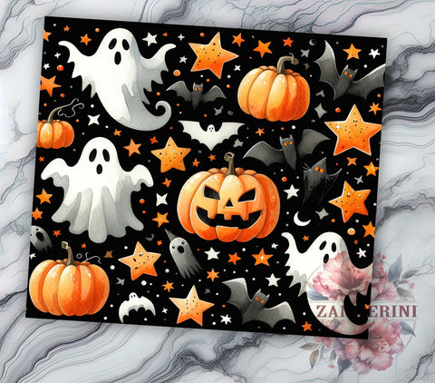 Pumpkin Ghost 20oz Tumbler Wrap PNG, Spooky Season Tumbler PNG Sublimation Design, Straight & Tapered Tumbler Wrap, Instant Digital Download Sublimation Li Zamperini 
