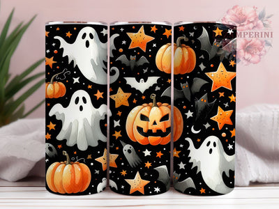 Pumpkin Ghost 20oz Tumbler Wrap PNG, Spooky Season Tumbler PNG Sublimation Design, Straight & Tapered Tumbler Wrap, Instant Digital Download Sublimation Li Zamperini 