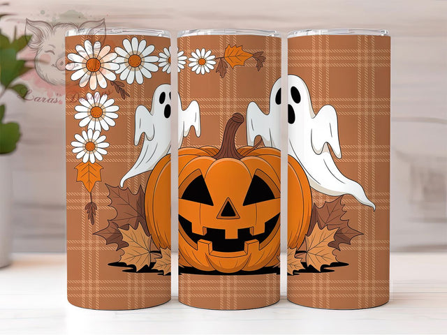Pumpkin Ghost Fall Halloween 20Oz Tumbler, Autumn Leaves Cup, Halloween Floral Wrap, 20Oz Sublimation Design, Spooky Fall Drinkware, Pumpkin Coffee Tumbler, Harvest Season Mug Sublimation Lara' s Designs 