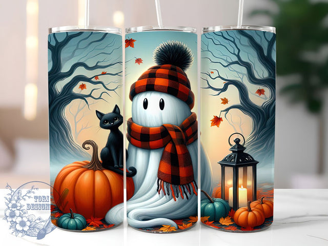 Pumpkin Ghost Spooky Halloween Tumbler, Pumpkin Tumbler, Spooky Season, 20Oz Tumbler Wrap, Sublimation Drinkware, Creepy Aesthetic, Trick Or Treat Sublimation ToriDesigns 