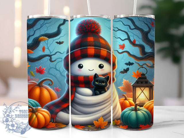 Pumpkin Ghost Spooky Halloween Tumbler, Pumpkin Tumbler, Spooky Season, 20Oz Tumbler Wrap, Sublimation Drinkware, Creepy Aesthetic, Trick Or Treat Sublimation ToriDesigns 